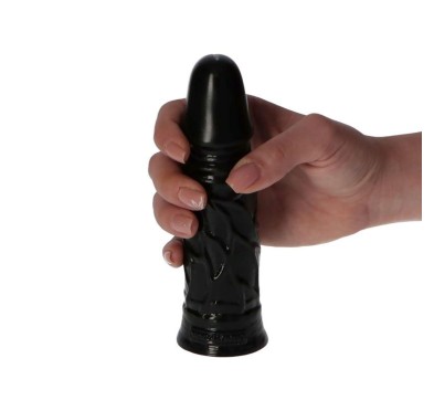 Małe czarne gumowe dildo żylaste z przyssawką 13cm